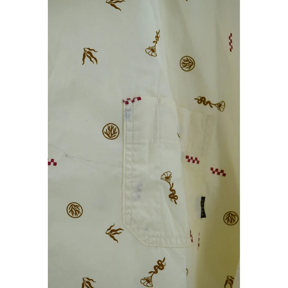 NWT Arbor Short Sleeve Button Up Shirt Men's L‎ Cream Patterned Casual Top